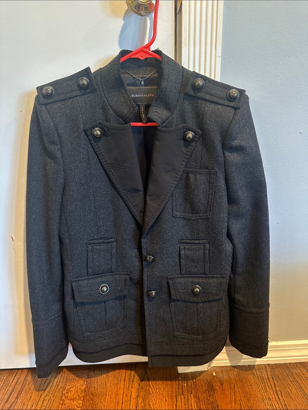 BCBGMaxAzria Men's Charcoal Military Field Jacket